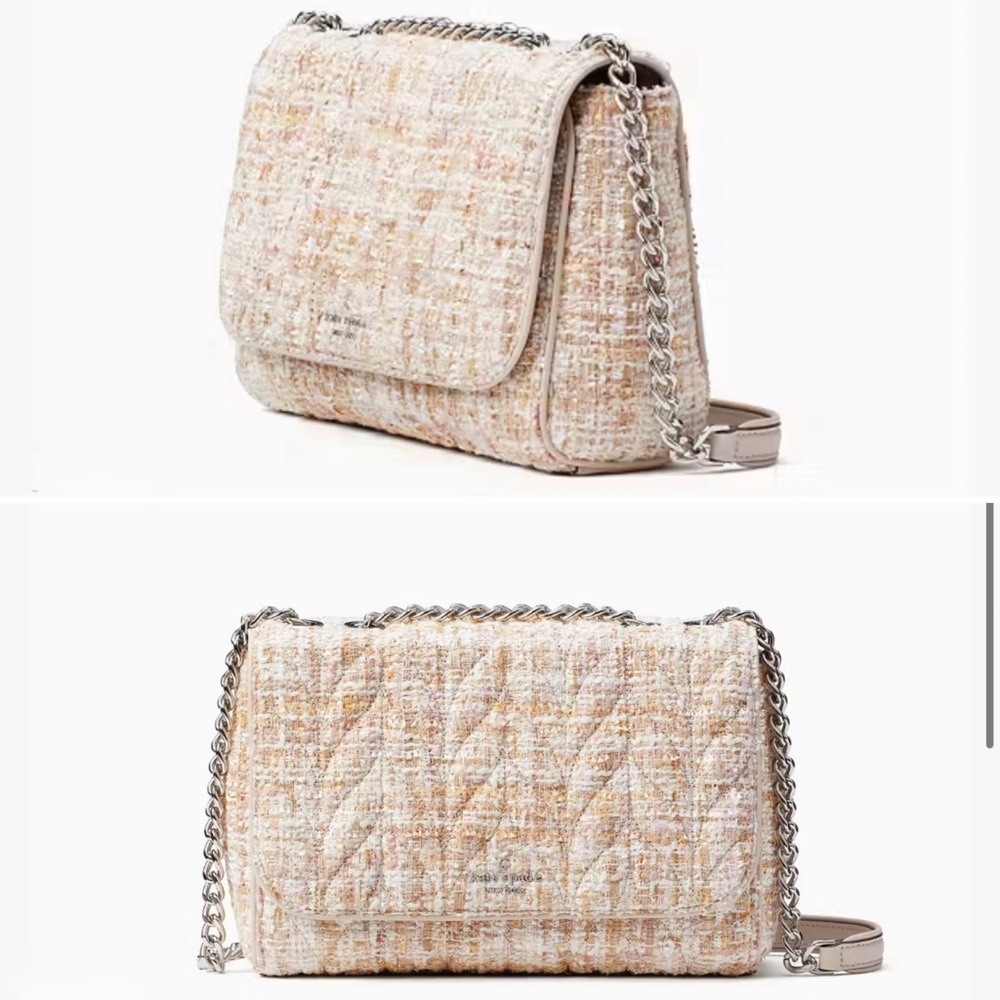 Kate Spade Briar Lane Emelyn Cream Tweed Shoulder Bag